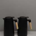 2 Pcs 34 oz Thermal Coffee Carafe Double Wall Vacuum With Glass Liner and Wood Handle - Insulated for Keeping Cold or Hot Drinks, Milk, Tea, Hot Chocolates, Black