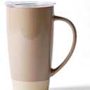 famiware Milkyway Coffee Mug, 20oz Large Coffee Mug, Ceramic Mug with Lid, Tea Cup with Handle for Latte, Tea, Cocoa, Milk, Home & Office, Cinnamon Brown