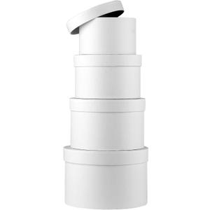 Round Gift Boxes with Lids Flower Boxes for Arrangements White Round Boxes Set of 4 Nesting Gift Boxes with Lids for Flowers Arrangements Empty, Bridesmaid, Proposal, Wedding, Birthday, Party Favor