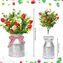 3 Pack Strawberry Mason Jar Table Centerpiece, Artificial Strawberry Home Centerpieces Fake Strawberry Daisy Plants with Faux Leaves for Summer Farmhouse Wedding Decor, Tiered Tray Tabletop Display