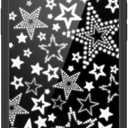 Wildflower Cases - Compatible with iPhone 13/14 | Protective Black Bumper, 6.5ft Drop Test Certified, Women Owned Small Business | Black White Stars Disco Trendy Cute | Star Girl