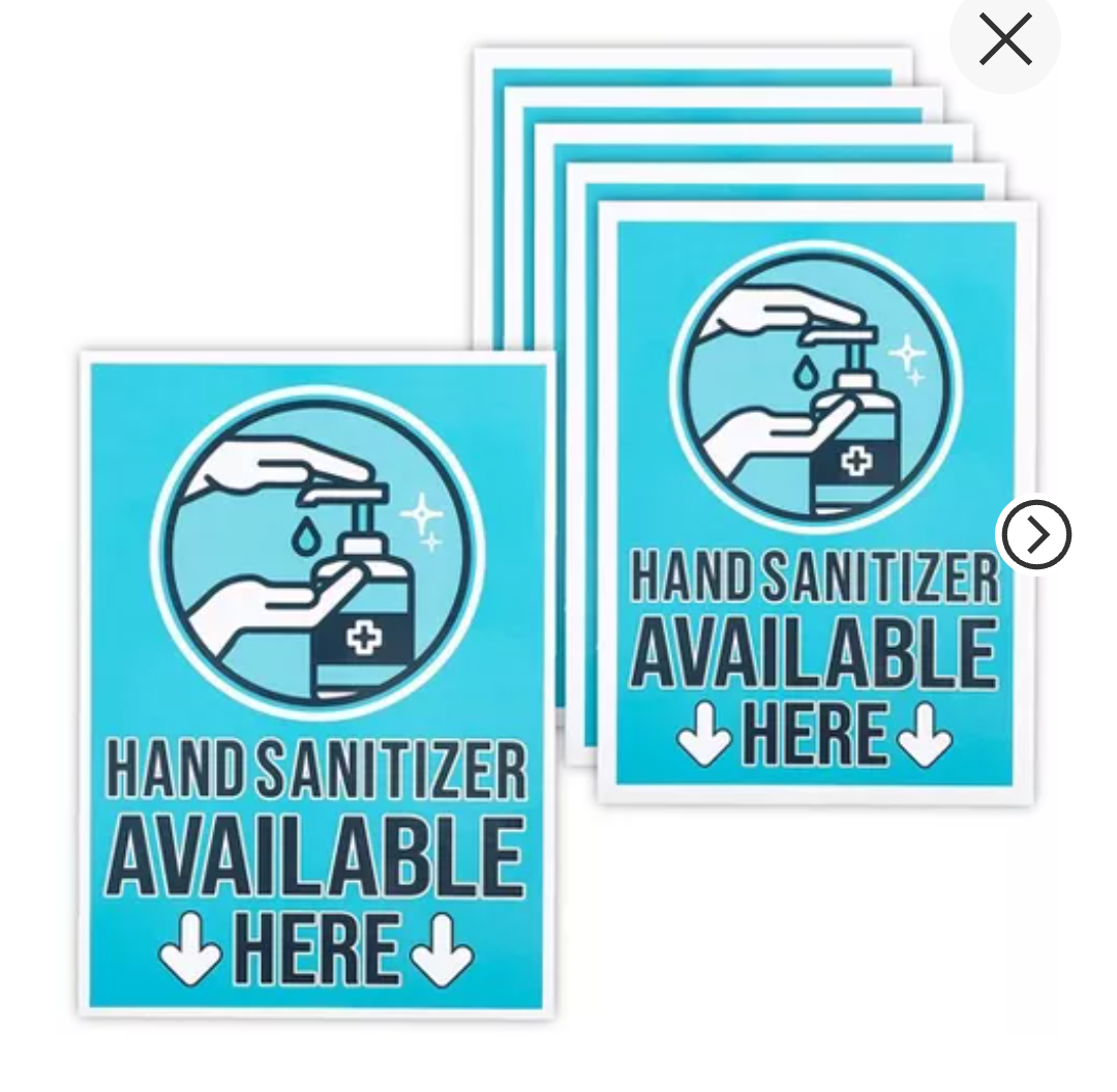Stockroom Plus 6-Pack Hand Cleaner, Self-Adhesive Vinyl Sticker, Blue, 9×12 inches