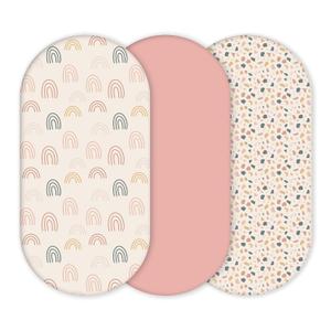 Yunioo Premium Fitted Baby Bassinet Sheets, Changing Pad Cover and Stroller Sheets, Compatible with 4moms Mamaroo, Chicco Lullago, Graco, Halo and Uppababy, 100% Ultrasoft Cotton, 32x16” - Rosetta