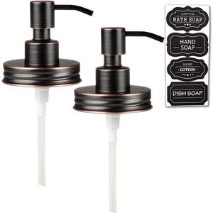 Amolliar Mason Jar Liquid Soap Dispenser Lid, Rust Proof Stainless Steel, Cute Farmhouse Decor for Kitchen, Bathroom, Bath, Refill Liquid Soap Pump for Hand Soap, Dish Soap, Lotion Soap, ORB 2 Pack