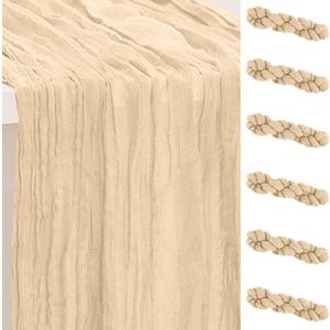 7 Pack Nude Cheesecloth Table Runner 35x120 Inch 10Ft Rustic Gauze Cheese Cloth Table Runner Sheer Cheesecloth Table Runners for Wedding Party Bridal Shower Decoration