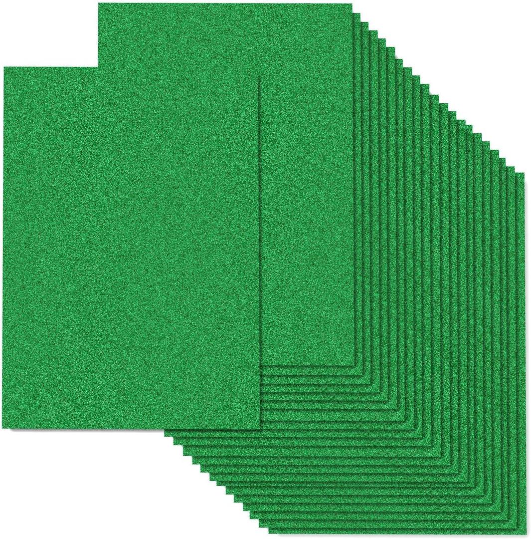Green Glitter Cardstock, A4 Size Sparkly Paper, Glitter Paper for Cricut, Gradustion, DIF Crafts, Construction, Decor, 8.5x11.7", 22 Sheets, 250Gsm