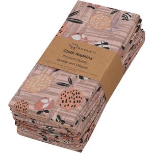 RUVANTI Cloth Napkins Set of 6 Cotton 100%, 18x18 Inches Napkins Cloth Washable, Soft, Absorbent. Cotton Napkins for Parties, Christmas, Thanksgiving, Weddings, Dinner Napkins Cloth - Dusty Palette