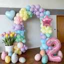 2nd Birthday Decoration for Girls,Easter Pastel Rainbow 2nd Balloon Number 2 Balloon Butterfly Stickers Star Heart Foil Balloons Banner for Baby 2 Year Old Party Decor