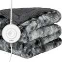 Pure Enrichment PureRadiance Luxury Heated Throw Blanket, Patented Design, Soft Faux Fur & Sherpa, 6 Heat Settings, Machine Washable, Cozy Electric Blanket for Couch or Bed Use, 50” x 60” (Smoke)