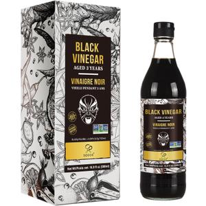 Soeos Chinkiang Vinegar 16.9 fl oz (500ml), 3 Years Aged, Naturally Fermented, Mature Aged Black Vinegar, Chinese Black Vinegar, Zhenjiang Vinegar, Black Rice Vinegar, Black Vinegar Chinese. (EXP 11/25/26)