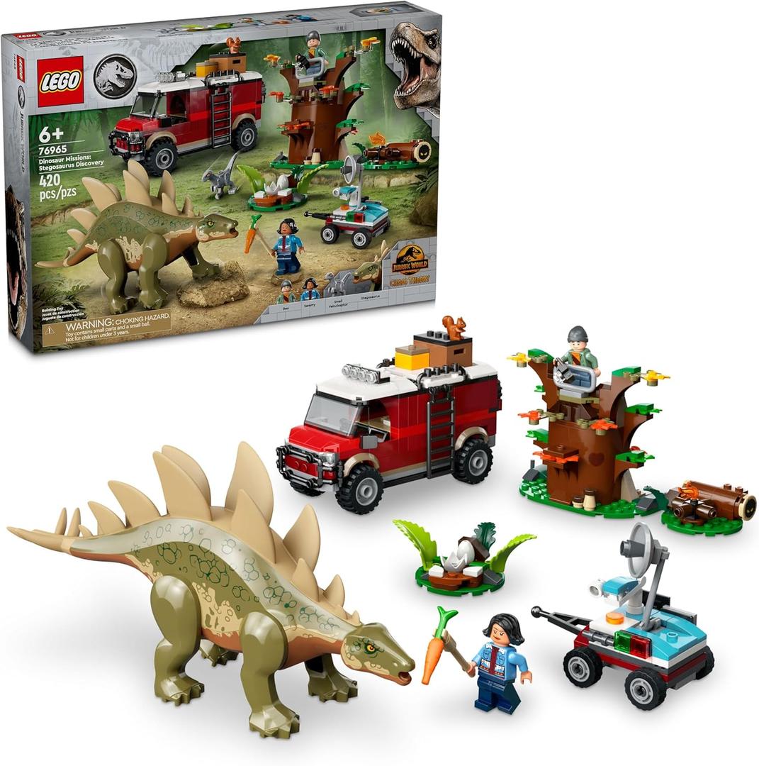 LEGO Jurassic World Dinosaur Missions: Stegosaurus Discovery Building Set - Dinosaur Toys Pretend Play Set with 2 Minifigures for Boys & Girls, Ages 6+ - Gift Ideas for Kids - 76965
