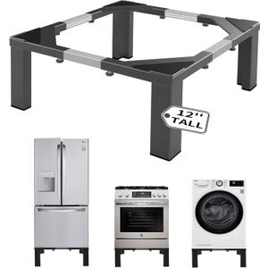 Heavy-Duty All Steel Laundry Pedestal 12" Height , Full size Universal Washing Machine Stand , Dryer Stand Suitable for all Washer and Dryer Stand (Black)