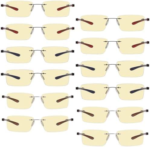 Eyekepper Blue Light Blocking Glasses - 3 Pack Rimless Computer Readers, 12 Piece