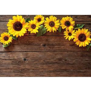 Wood Plank Sunflower Background for Photography 10x8ft Vintage Brown Wooden Board Yellow Flower Photo Background Birthday Party Decor Newborn Baby Girls Adults Portrait Decor Photo Studio Props Vinyl
