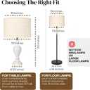 Lamp Shades Set of 2 Lampshades13 13 10 Fits Harp-Style Bedside & Floor Lamp shades Easy Assembly (Ships Rolled Flat) (Beige, Large)