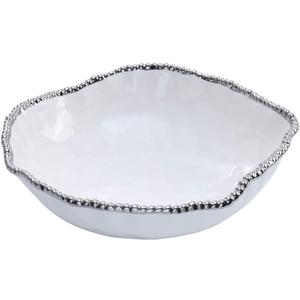 Pampa Bay Oversized Porcelain Bowl with Silver Trim
