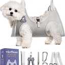 Loflaze Dog Grooming Hammock Harness for Dogs & Cats with Pet Nail Clipper Trimmer - Cat Hanger Sling for Trimming Clipping Nails- Dog Hammock Restraint Bag for Small Medium Large pet （ Grey M ）