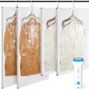 Hanging Vacuum Storage Bags with Electric Pump 4-Pack Hanging Vacuum Seal Bags for Clothing, Space-Saving Compression Bags for Suits, Jackets, Travel Wear, Winter Coats & Outerwear