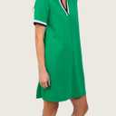 Polo Mini Dress for Women Casual V Neck Short Sleeves Tennis Dress Contrast Trim Shirt Dress with Pockets, M