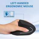Left Handed Mouse, 2.4G Wireless Left Handed Ergonomic Mouse with 800/1200/1600 Adjustable DPI, 6 Buttons Wireless Vertical Mouse for MacBook/Laptop/PC/Desktop-Black