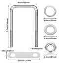4Pack Square U-Bolts 3-1/16" W x 5-5/16" L, 304 Stainless Steel U Bolts M12 with Washers & Nuts for Replacement Parts and Accessories for Ski Boat, Fishing Boat or Sailboat Trailer