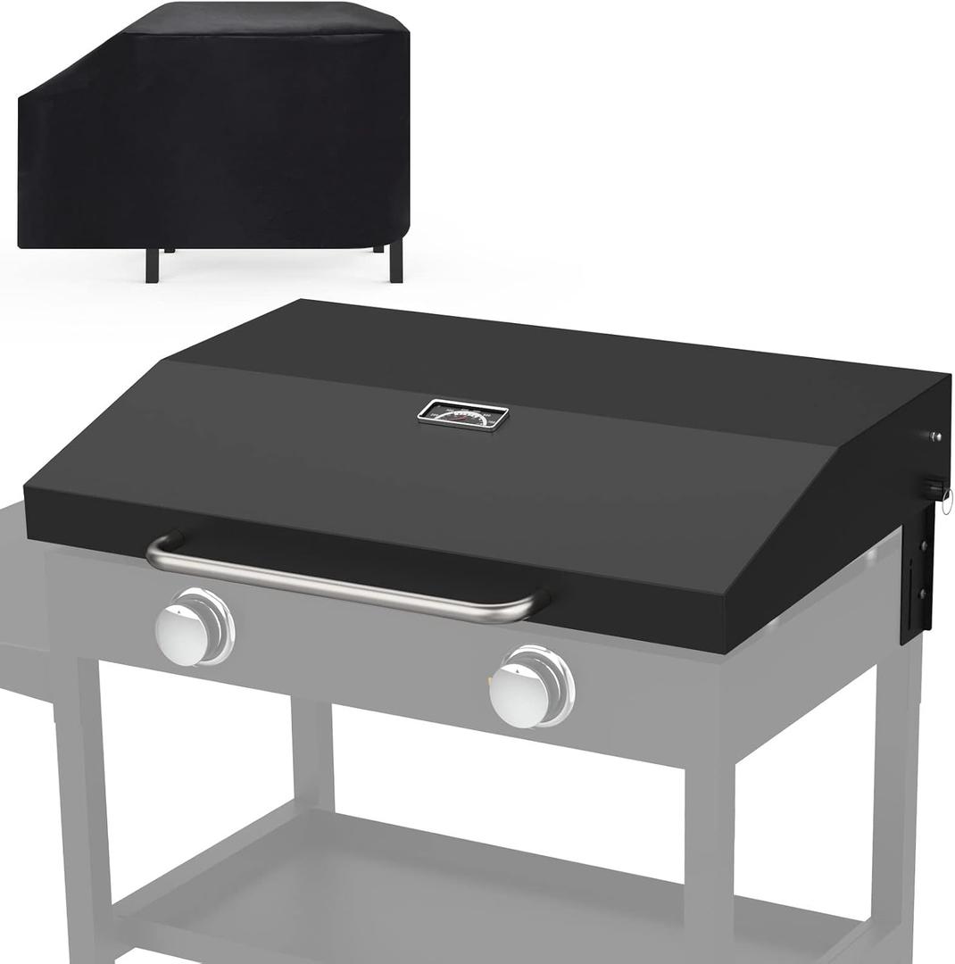2026 Upgraded Lid for Blackstone Griddle Lid 28 Inch, BBQ Future Hinged Hard Cover with Thermometer & Reinforced Hinge Compatible with 28" Models 1517 2206 1853 1885 & More