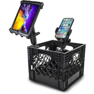 AutoExec Milkcrate Vehicle and Mobile Office Work Station with Phone Mount and Tablet Mount