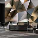Cliouar-Metal Polygon Geometry Wall Mural Wallpaper for Bedroom Living Room 158" x 110" (Not Peel and Stick)