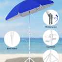 paramondo 6.5FT Beach Umbrella with Sand Anchor, Portable Sunshade Outdoor Patio Umbrella with Adjustable Push Button Tilt, Windproof UV Protection for Sand, Backyard, Pool and Beach, Solid Blue