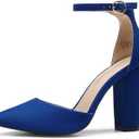 DREAM PAIRS Women's Coco High Heels Chunky Block Pumps Pointed Closed Toe Ankle Strap Dress Shoes 8