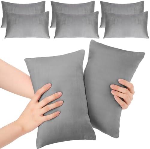 Geelin 6 Pack Small Pillows for Travel 7"x11" Mini Pillows Bulk with Zipper Epe Foam Soft Machine Washable Tiny Cushion for Sleeping Airplane Car Neck Lumbar Support Nap Wrist Knee Pets Dogs(Gray)