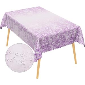 AOFOTO 54x108 Inch Purple Tablecloth Glitter Sequin Printed Fabric Rectangle Table Cloth Party Decorations for Kids Girls Birthday Wedding Anniversary Party Supplies Sparkle Table Cover Washable