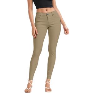 Hybrid & Company Women's Butt Lift Stretch Denim Jeans (Khaki)