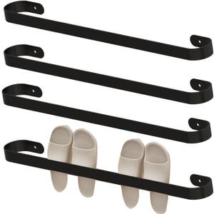RV Wall Mounted Shoe Rack - Aluminum Shoe Cabinet With Adhesive - Space-Saving Wall Mounted Shoe Storage For Camper - Essential Slipper Holder For Travel Trailers (Black)