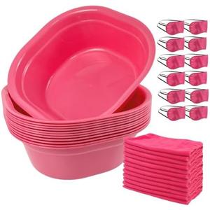 CODOHI 36 Pcs Kids Foot Spa Kit for Girls, Spa Party Supplies for Girls with 12 Pcs Foot Tub & 12 Pcs Pink Hand Towels & 12 Pcs Eye Masks for Girls Sleepover Slumber Party Supplies (Rose)
