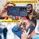 Case for Samsung Galaxy S25/S24 with 2*Screen Protector, Slide Camera Cover, Kickstand, Lanyard Strap, Dual Layer Rugged Non-Slip, Blue