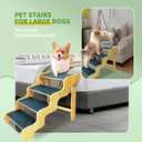 Dog Stairs for Small Dogs,3-Step Bamboo Wooden Dog/Pet/Cat Steps Ramp for Couch Sofa, Bed and Car, Can Support Weighing Up to 160 LB,