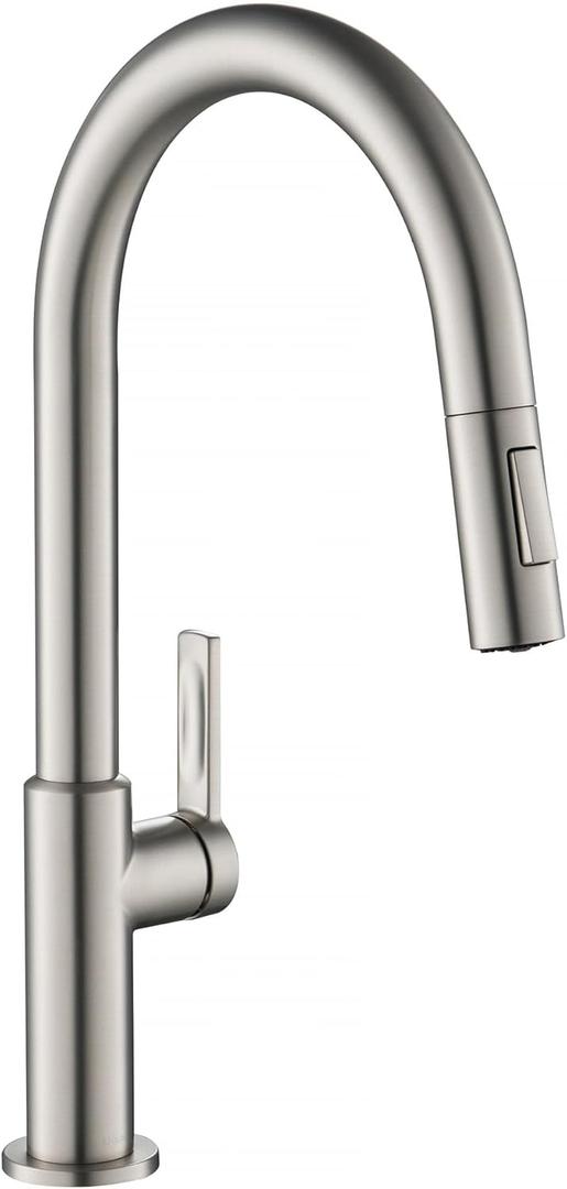 KRAUS Oletto Single Handle Pull Down Kitchen Faucet in Spot Free Stainless Steel, KPF-2820SFS