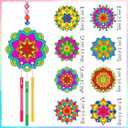 VioraWhite 24 Sets Spring Mandala Suncatchers Crafts Kit Easter Holi Stained Glass DIY Window Ornament Drawing Craft Window Art Paint Your Own Wind Chimes Craft for Party Activity Project Home Decor