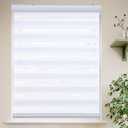 MYshade Roller Shades Zebra Blinds for Windows Cordless Day and Night Light Filtering Dual Layer Roller Blinds 36" x 72" White