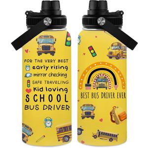 Bus Drivers Appreciation Gifts for Men Women, School Bus Driver Gifts Back to School Gift, Christmas Gift for Retired Driver Water Bottle 32oz