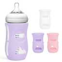 Silicone Sleeves for Avent Natural Glass Baby Bottles, BPA Free, Anti Breakage Baby Bottle Holder (Purple + White + Pink, 8 Ounce)