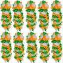 100 Pack St Patricks Day Hawaiian Leis Bulk, Green Orange White Silk Flower Leis For Irish St Patrick's Day Party Accessories Set