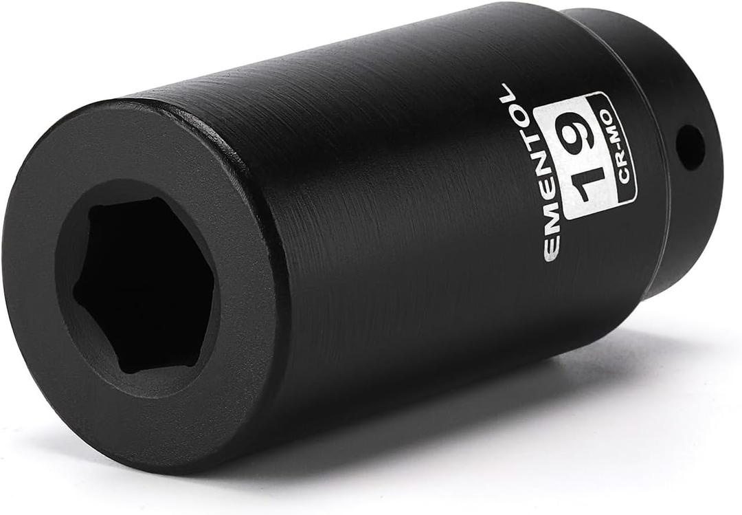 EMENTOL 1/2" Drive 19mm Harmonic Balancer Socket, CR-MO, Heavy Duty Crank Bolt Removal Tool for Stubborn Bolts