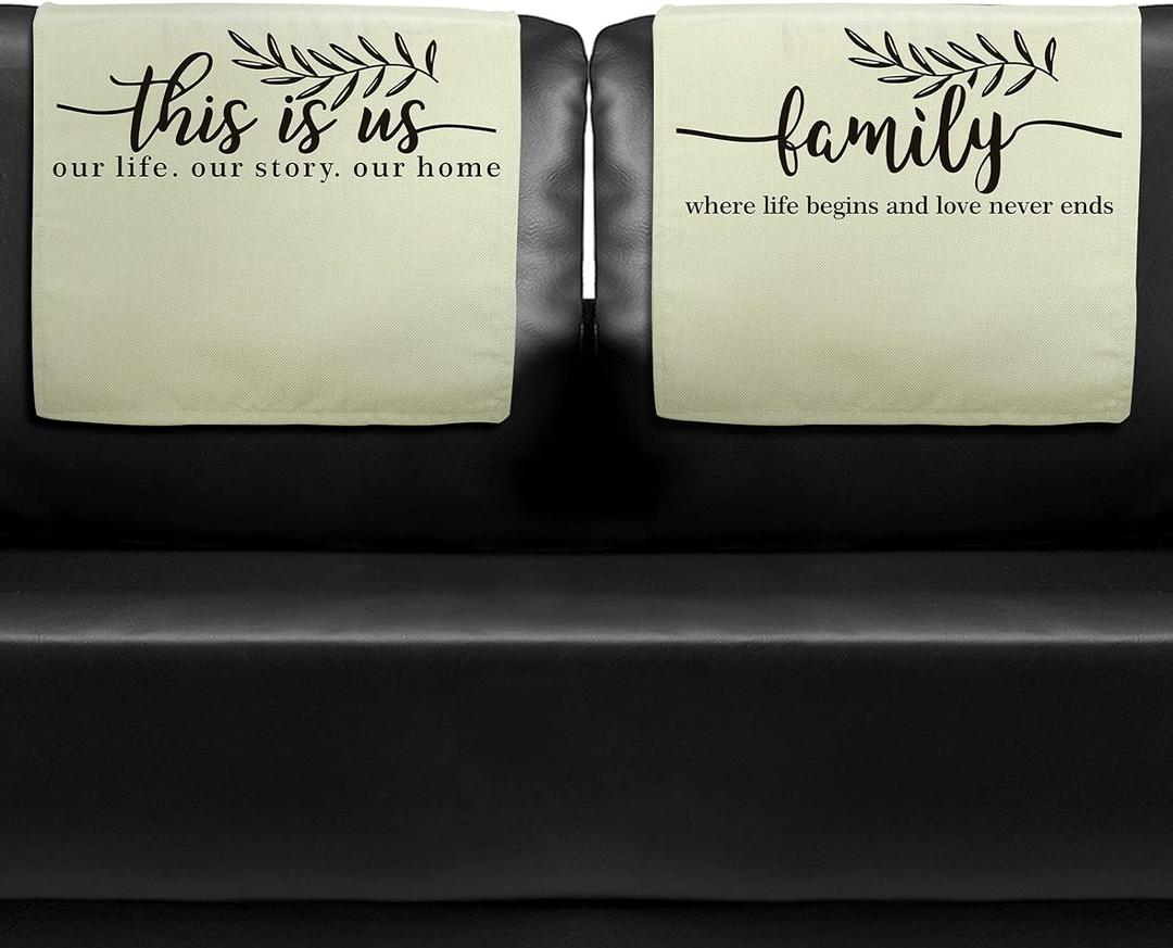 Tatuo 2 Pieces Headrest Cover with Inspirational Words Furniture Protectors Chair Recliner Cover Sofa Slipcover for Furniture Home Decoration, 26.77 x 16.93 Inch(Elegant Style) 