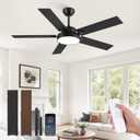 ZMISHIBO 52 Inch Ceiling Fans with Lights, Smart Remote/APP Control, Modern Ceiling Fan with 6 Speeds & 3CCT, Dimmable 30W LED, Quiet DC Motor, Noiseless for Living Room, Bedroom, Kitchen, Black