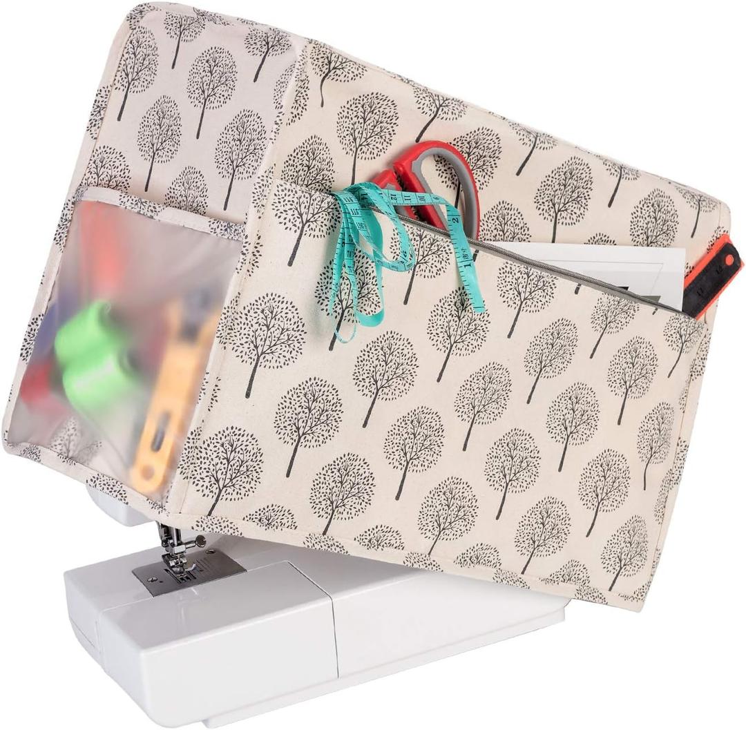 Yarwo Sewing Machine Cover, Protective Dust Cover with Pockets for Most Standard Sewing Machines and Accessories, Tree