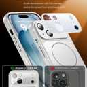 TOBOVON for iPhone 15 Case with Camera Lens Protector, Compatible with MagSafe, Slim Matte Magnetic Shockproof Phone Cover for iPhone 15, Silver