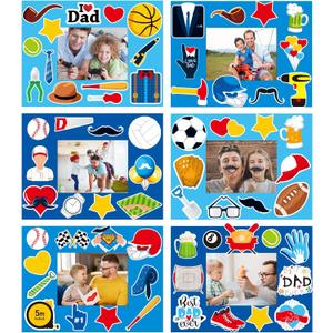 chiazllta 30 Packs Fathers Day Craft Kits for Kids Father's Picture Frame DIY Craft Art Fathers Day Party Decoration Favor Home Classroom Game Activities