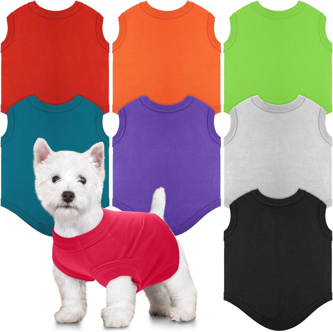 8 Pcs Dog Shirts Pet Puppy Blank Clothes Soft Dog T-Shirt Breathable Plain Winter Male Female Pet Shirts Cotton Puppy Clothes Outfit for Most Cats for Holiday Christmas Thanksgiving Outfit (M)